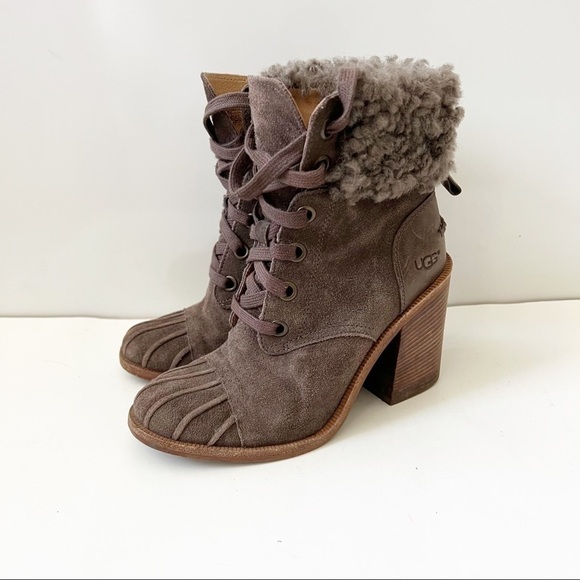 UGG Jaxon Suede Shearling Heeled Boots - Picture 1 of 14